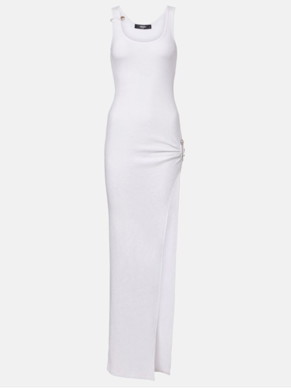 Versace Safety Pin draped cotton-blend maxi dress Sz IT 38